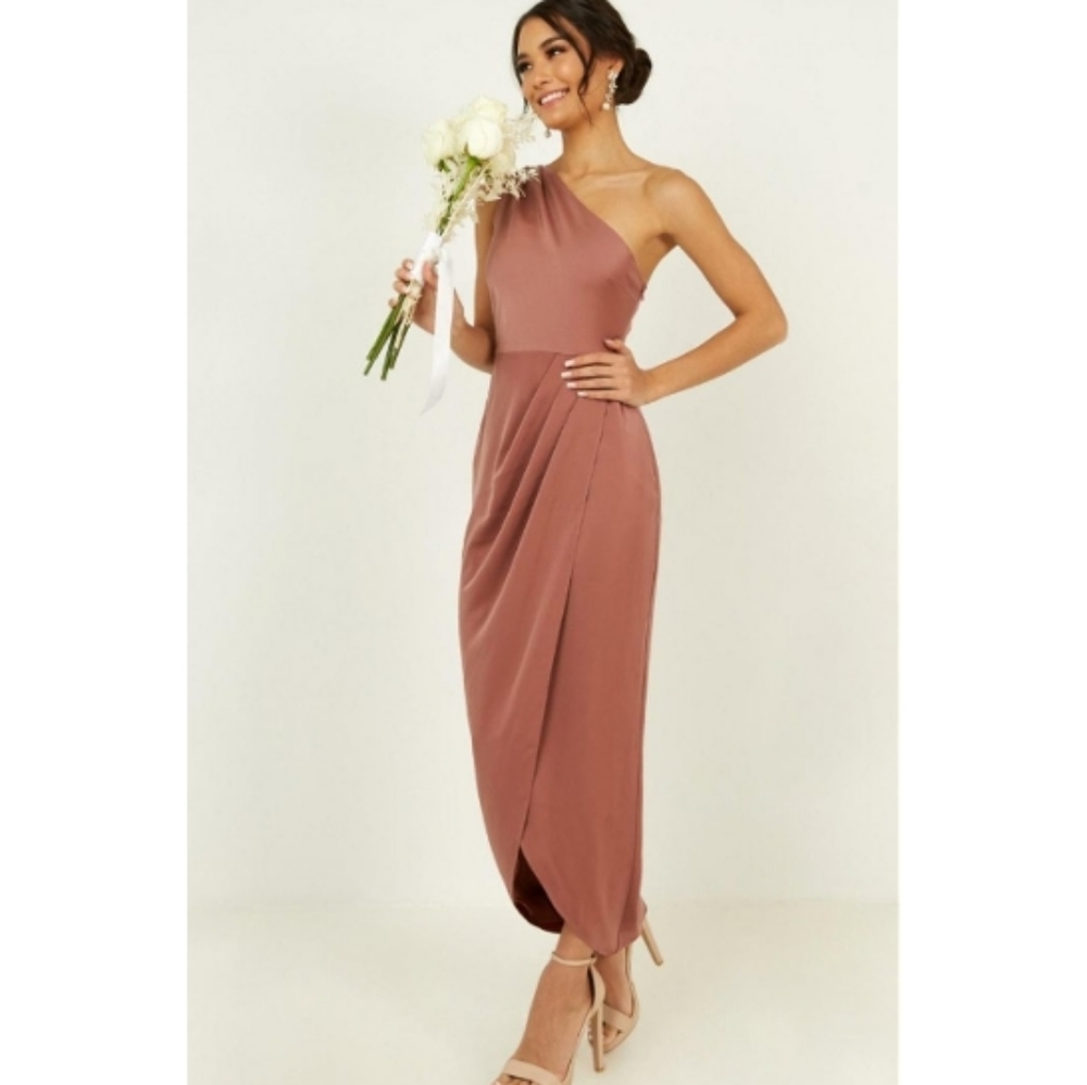 Showpo FELT SO HAPPY DRESS in DUSTY ROSE